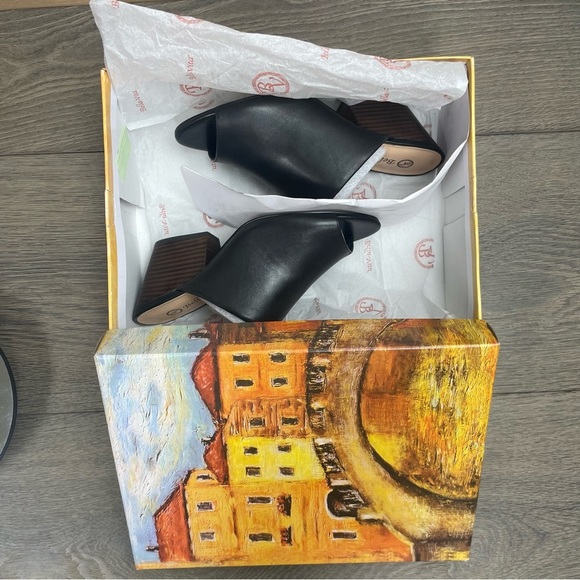 Bella Vita Kathy Open Toe Black Leather Mule Sandals Women Size 8 - Picture 17 of 17